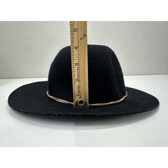 Madden Girl Women Black Wool Floppy Brim Hat One Size Brown Twisted Belt - Picture 9 of 12